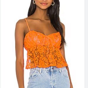 Majorelle orange lace tank top Small